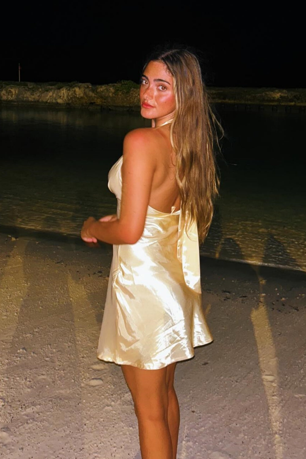 criss cross neck mini dress V-neck Yellow Criss Cross Back Short Dress – PollyBoutique
