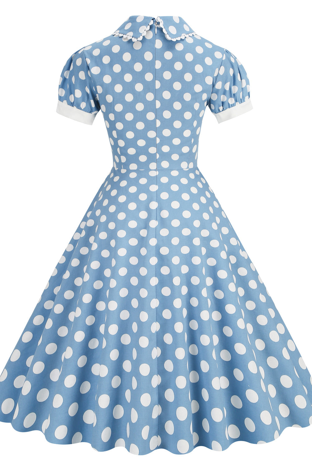 open lace back dress Blue 1950s Polka Dots Big Swing Dress with Polkets – PollyBoutique