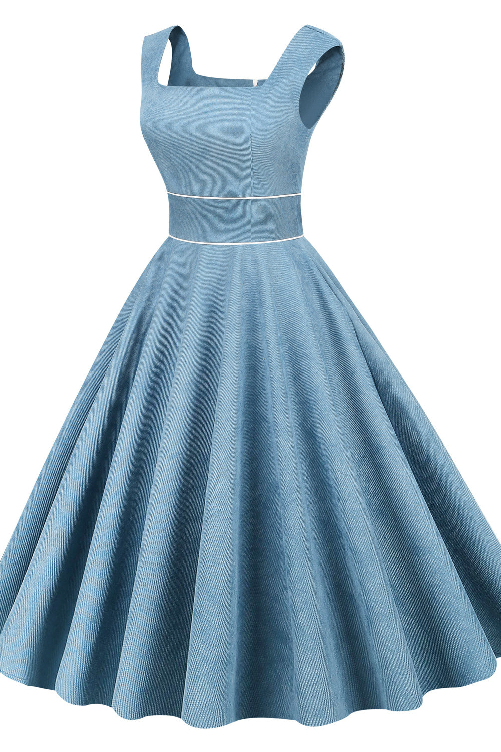 Blue 1950s Sleeveless Vintage Dress With Pockets – PollyBoutique