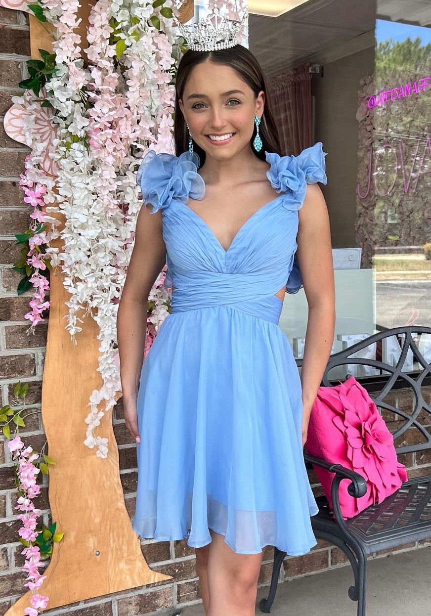 Hot Pink Short Chiffon Homecoming Dress – PollyBoutique