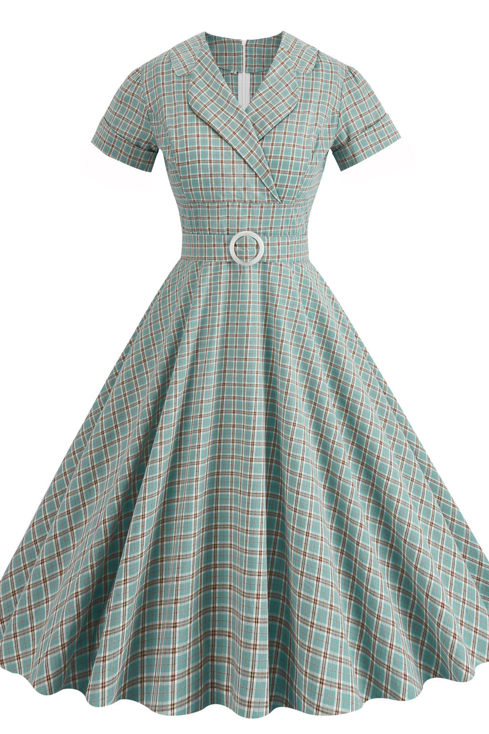 Green 1950s Plaid Belted Big Swing Dress PollyBoutique Green 1950s Plaid Belted Big Swing Dress PollyBoutique