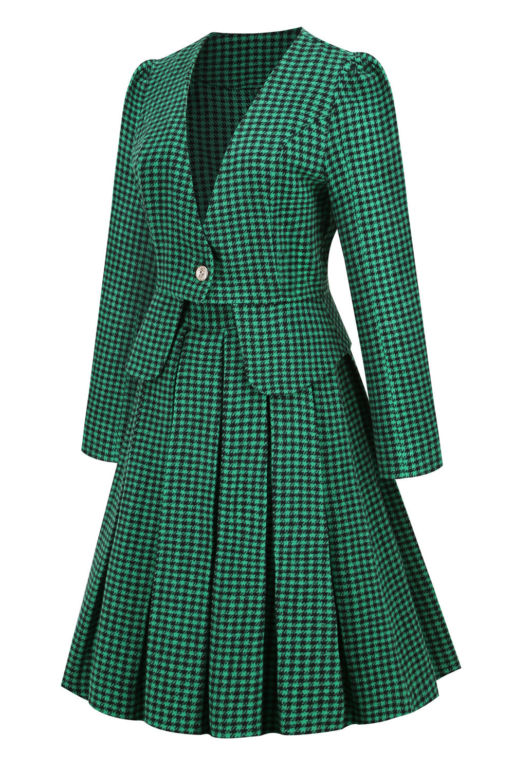 Green 1950s Plaid Long Sleeve Vintage Dress PollyBoutique Green 1950s Plaid Long Sleeve Vintage Dress PollyBoutique