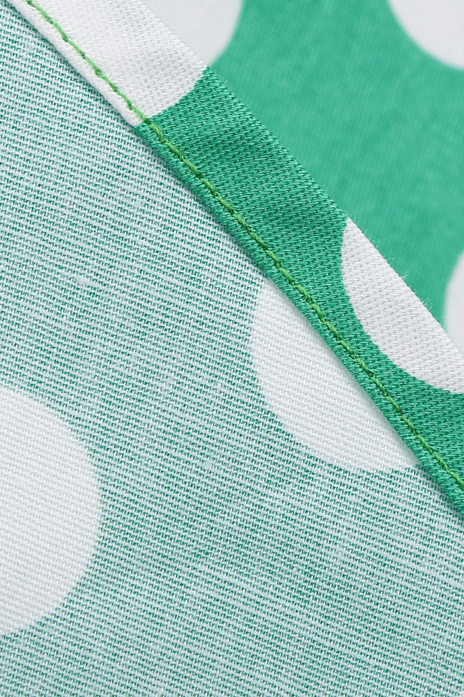 Green 1950s Polka Dots Big Swing Dress with Bow