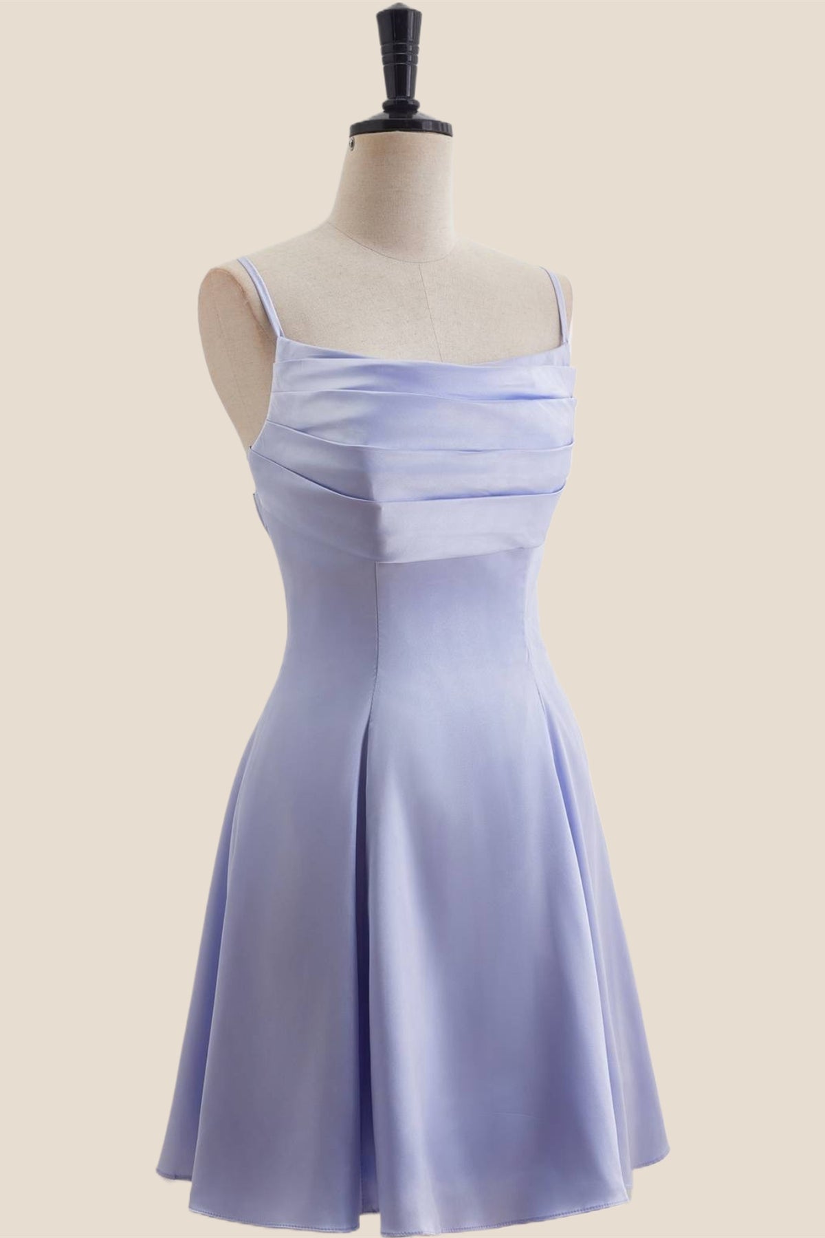 Lavender Cowl Neck Short Dress with Back Bow – PollyBoutique