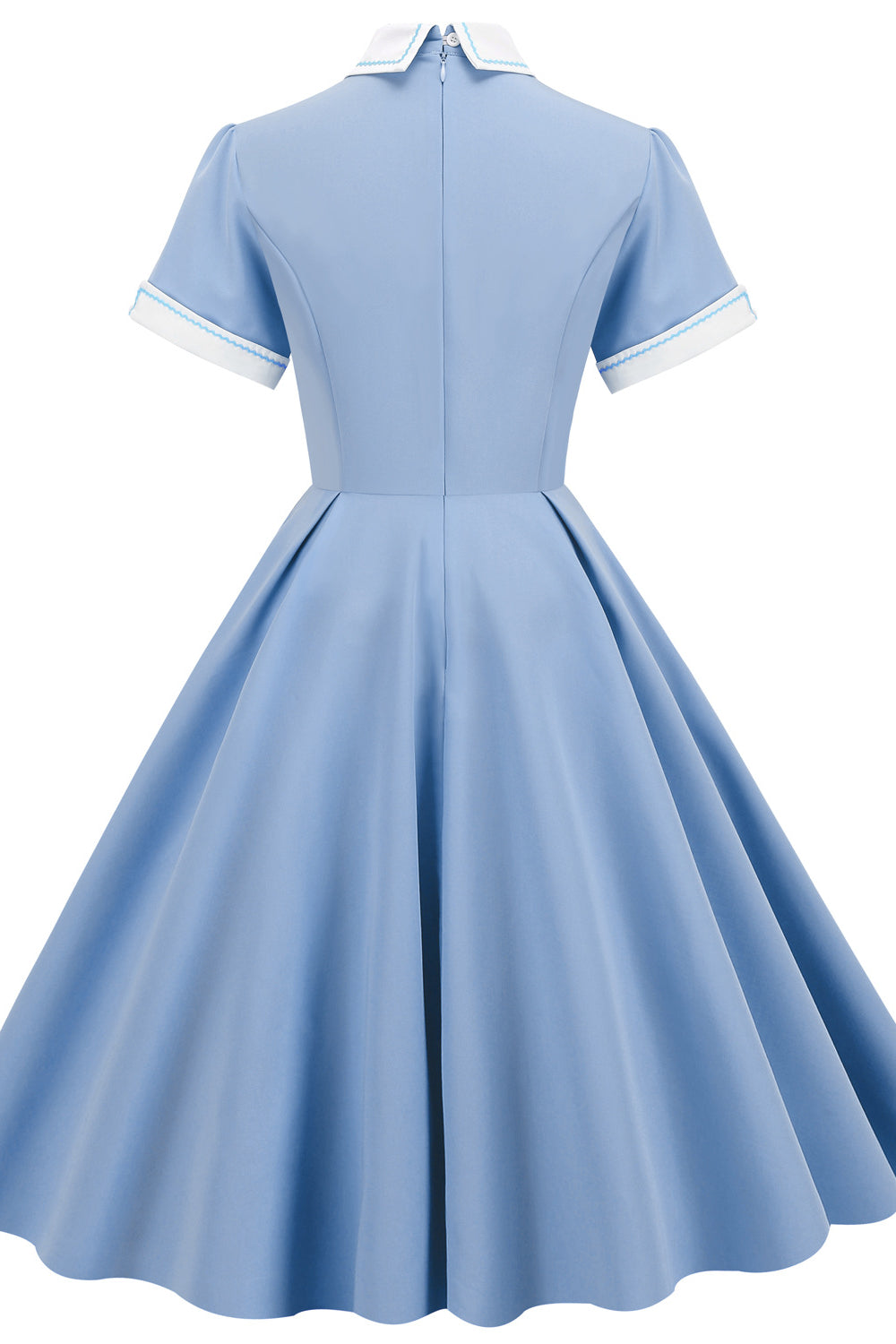Light Blue 1950s Button Front Swing Dress with Pockets – PollyBoutique
