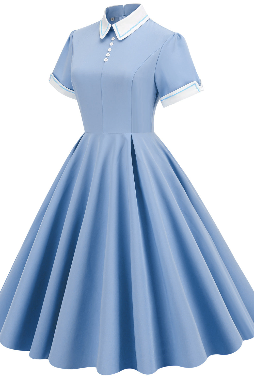Light Blue 1950s Button Front Swing Dress with Pockets PollyBoutique Light Blue 1950s Button Front Swing Dress with Pockets PollyBoutique