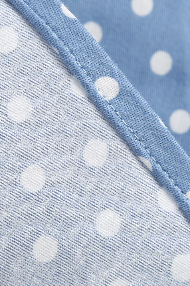 Light Blue 1950s Polka Dots Ruched Halter Swing Dress