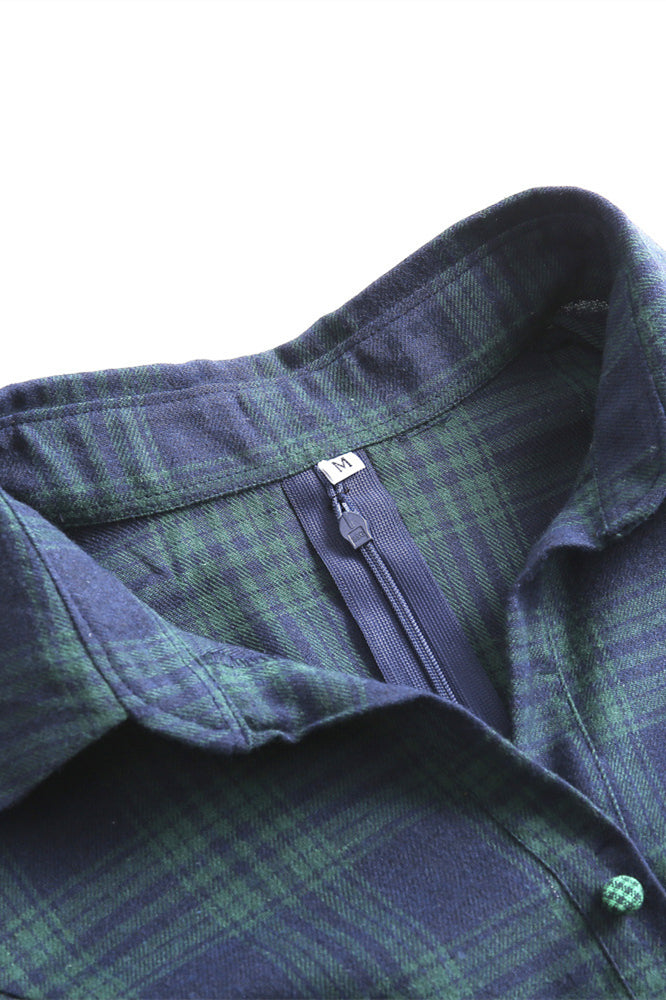 Navy Blue 1950s Plaid Belted Big Swing Dress