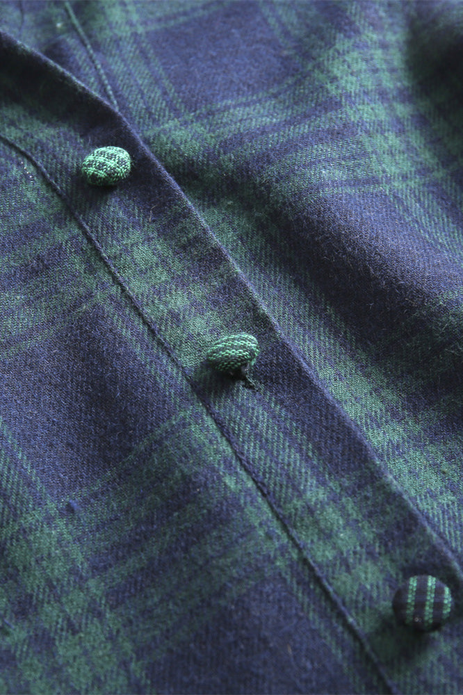 Navy Blue 1950s Plaid Belted Big Swing Dress