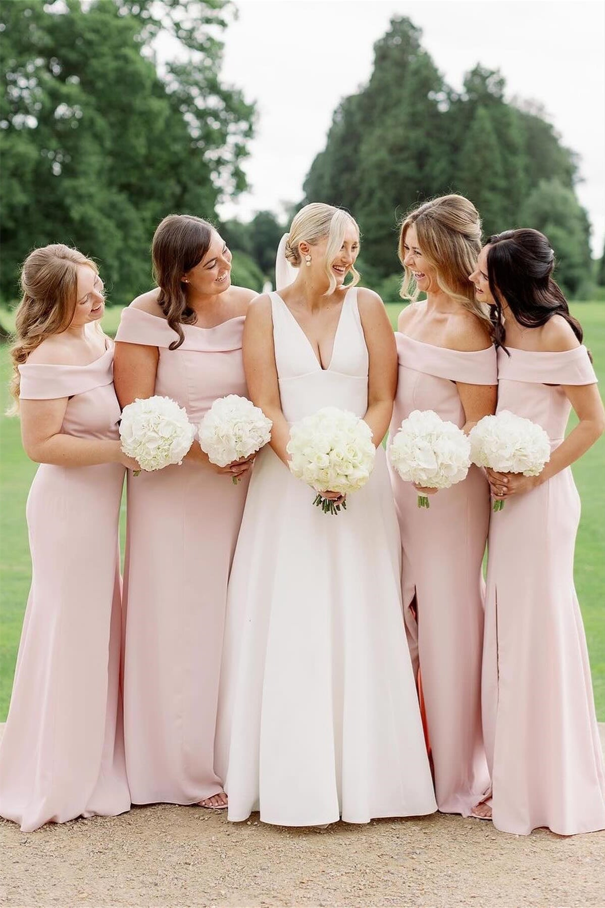 Off the Shoulder Light Pink Bridesmaid Dress PollyBoutique Off the Shoulder Light Pink Bridesmaid Dress PollyBoutique