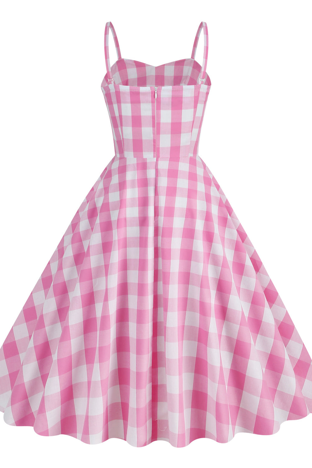 Pink 1950s Plaid Ruched Vintage Swing Dress
