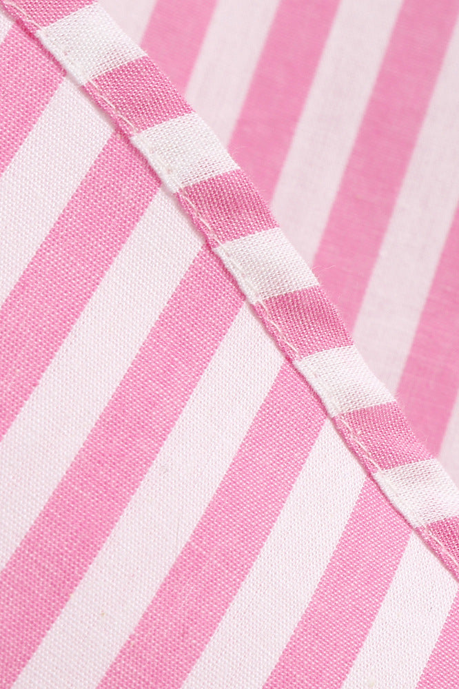 Pink 1950s Striped Ruched Vintage Swing Dress