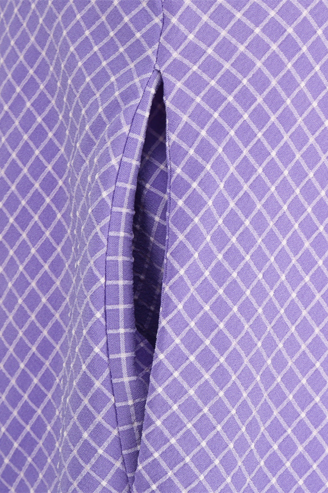 Purple 1950s Plaid Halter Vintage Dress With Pockets