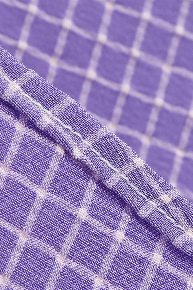 Purple 1950s Plaid Halter Vintage Dress With Pockets