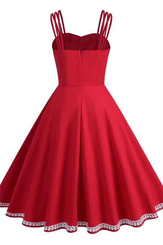 Red 1950s Sweetheart Hepburn Style Vintage Dress – PollyBoutique