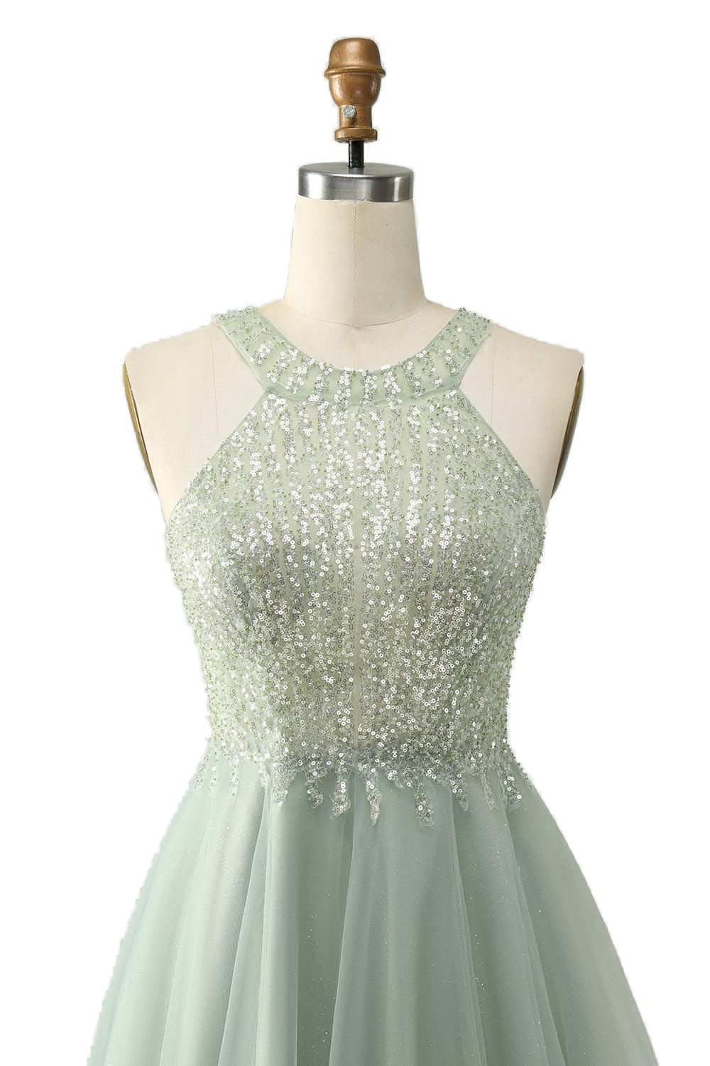 Sage Green Sequin A-line Short Homecoming Dress PollyBoutique Sage Green Sequin A-line Short Homecoming Dress PollyBoutique