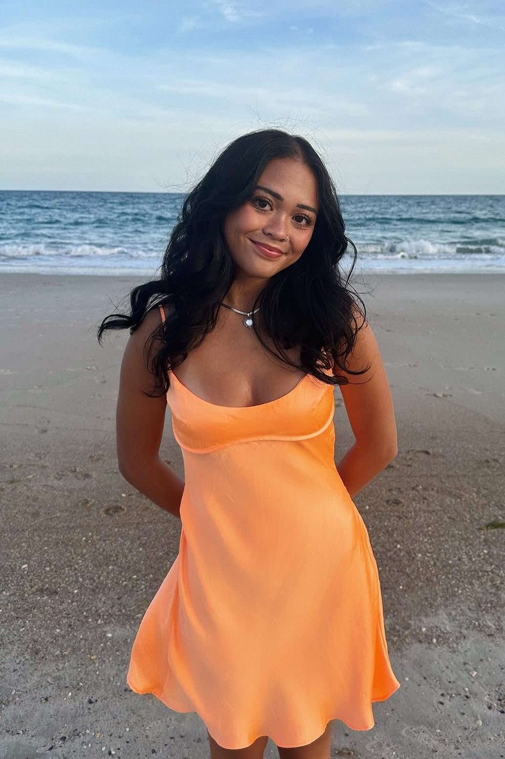 Spaghetti Straps Orange A-line Satin Short Dress PollyBoutique Spaghetti Straps Orange A-line Satin Short Dress PollyBoutique