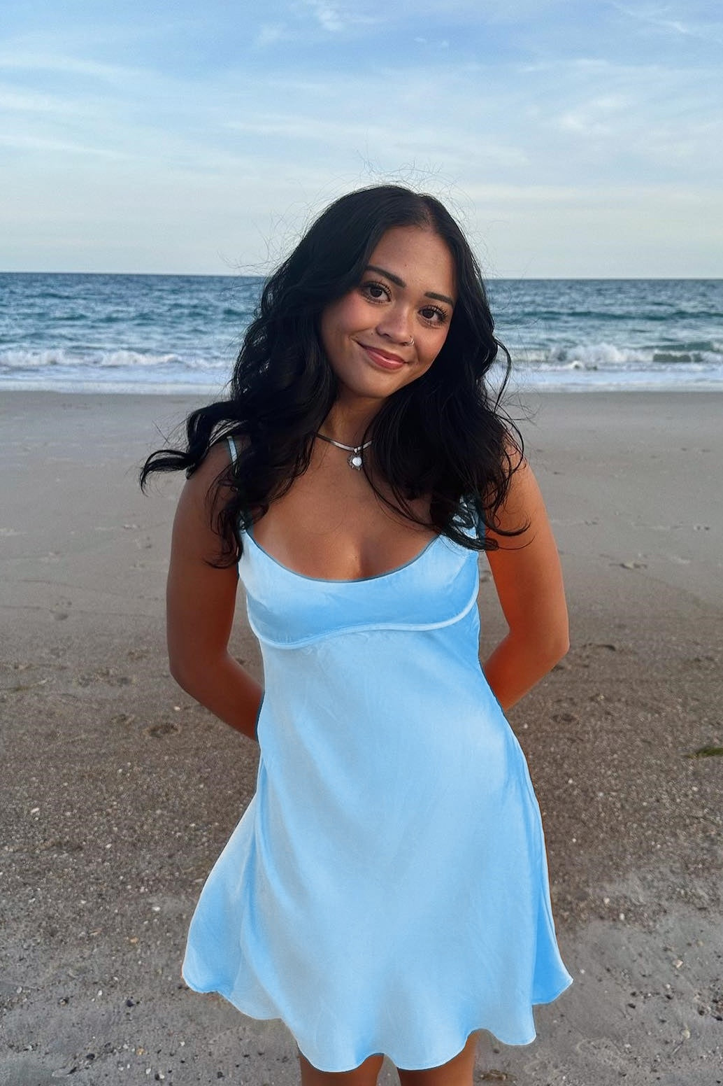 Spaghetti Straps Orange A-line Satin Short Dress