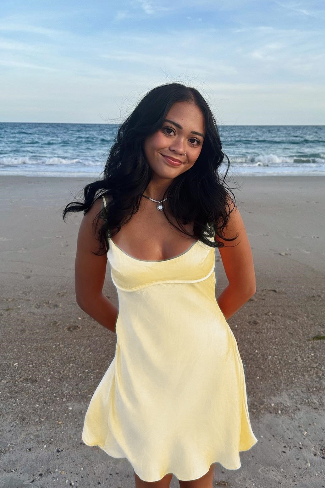 Spaghetti Straps Orange A-line Satin Short Dress