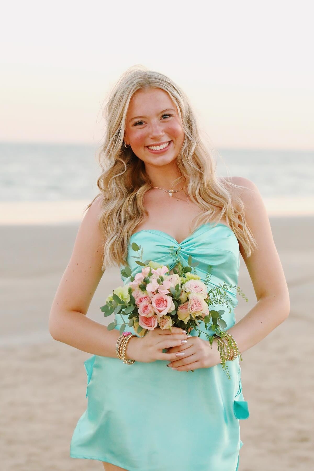 Strapless Aqua Twist Short Dress with Keyhole – PollyBoutique