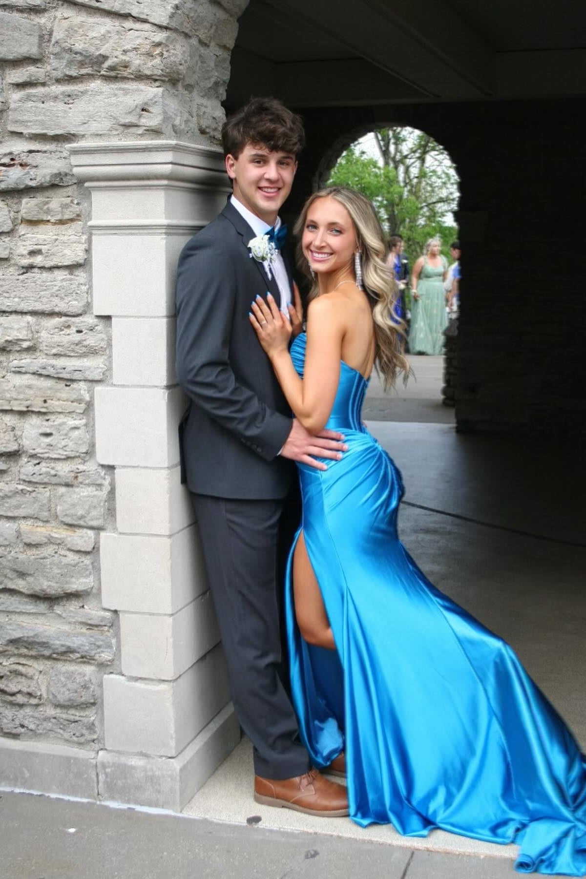 Strapless Blue Mermaid Long Dress with Slit PollyBoutique Strapless Blue Mermaid Long Dress with Slit PollyBoutique