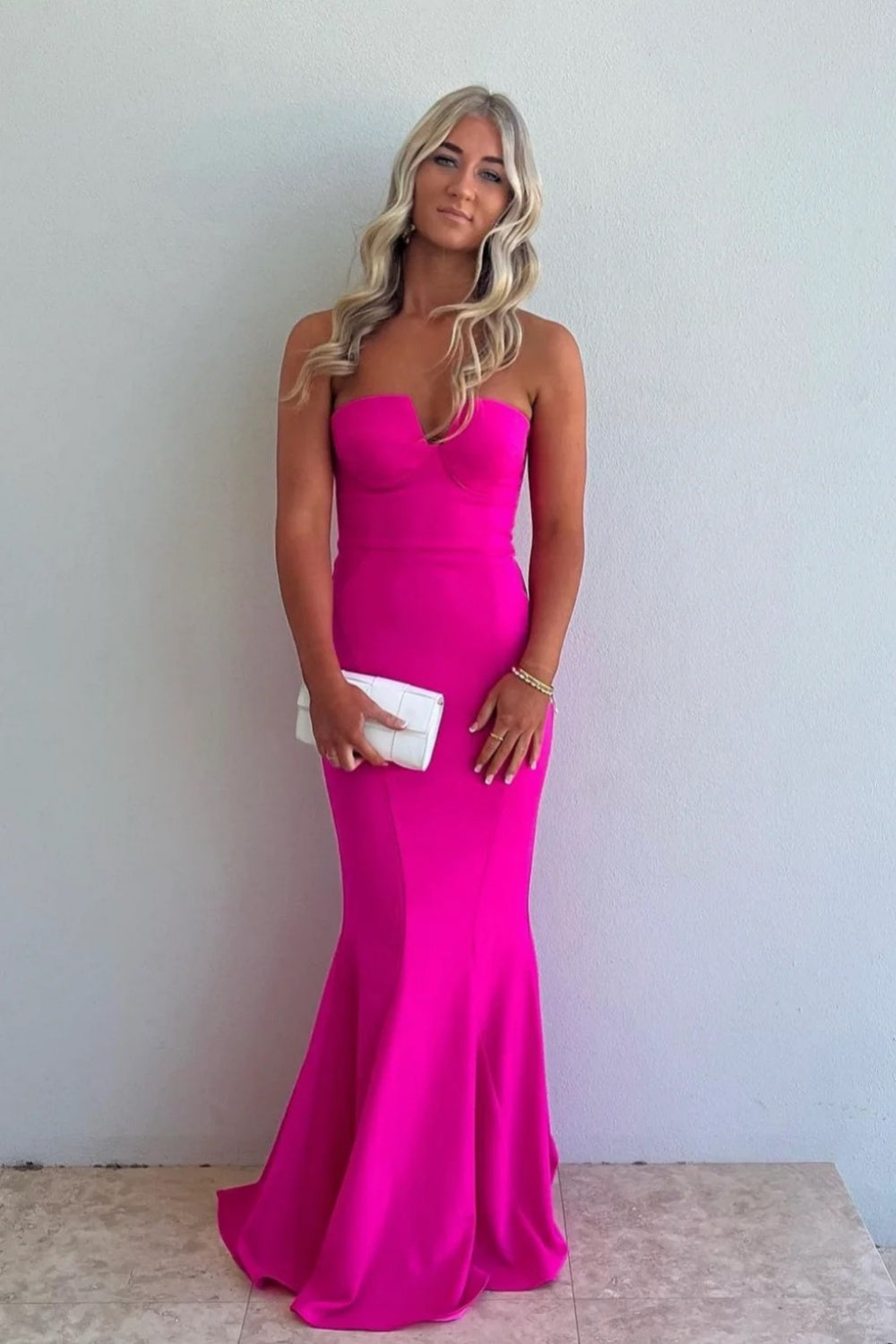 Pink Mermaid Long Sleeve Flowers V-neck Sheer Evening Gowns JTE369