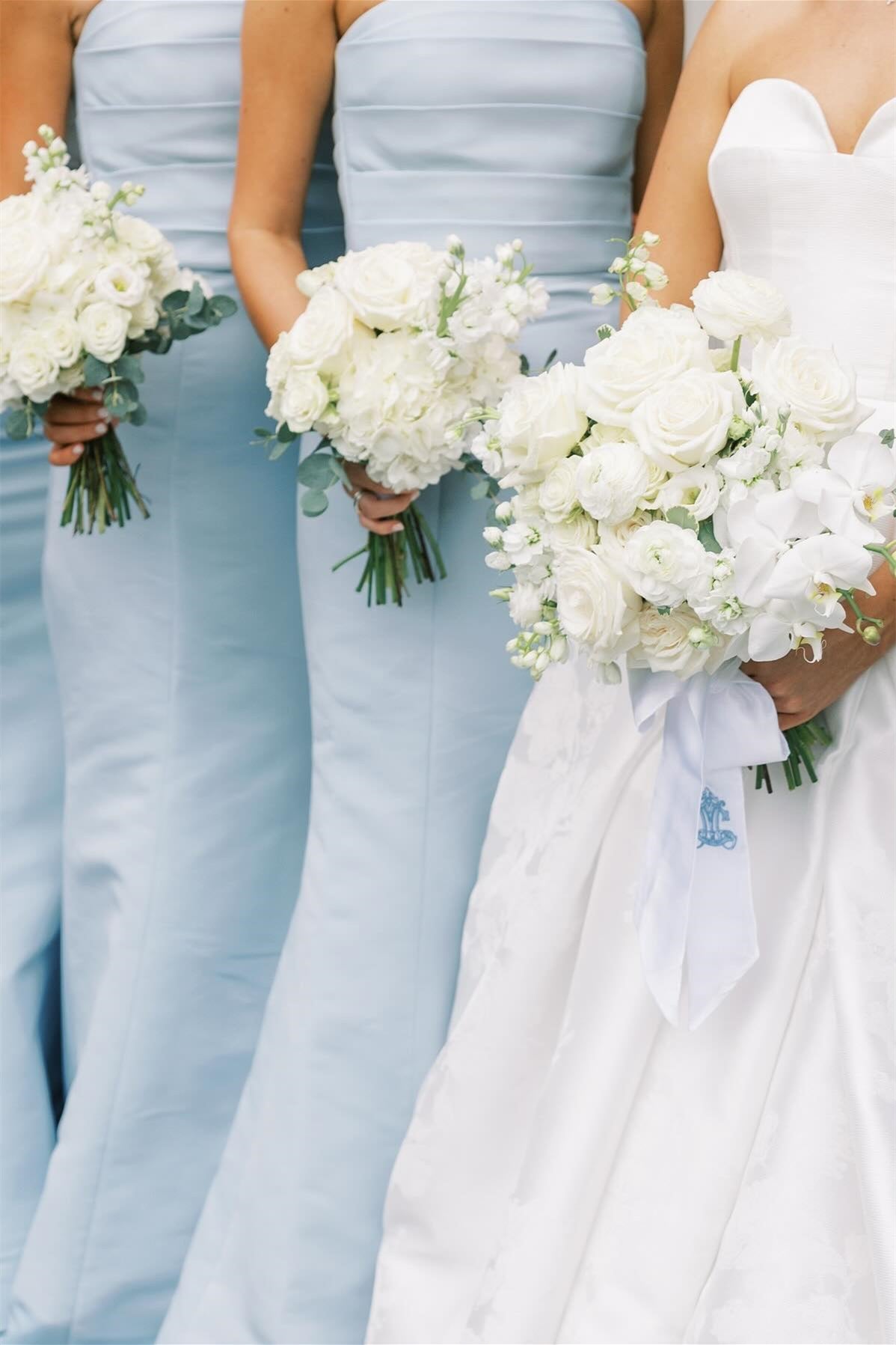 Strapless Ice Blue Pleated Mermaid Bridesmaid Dress
