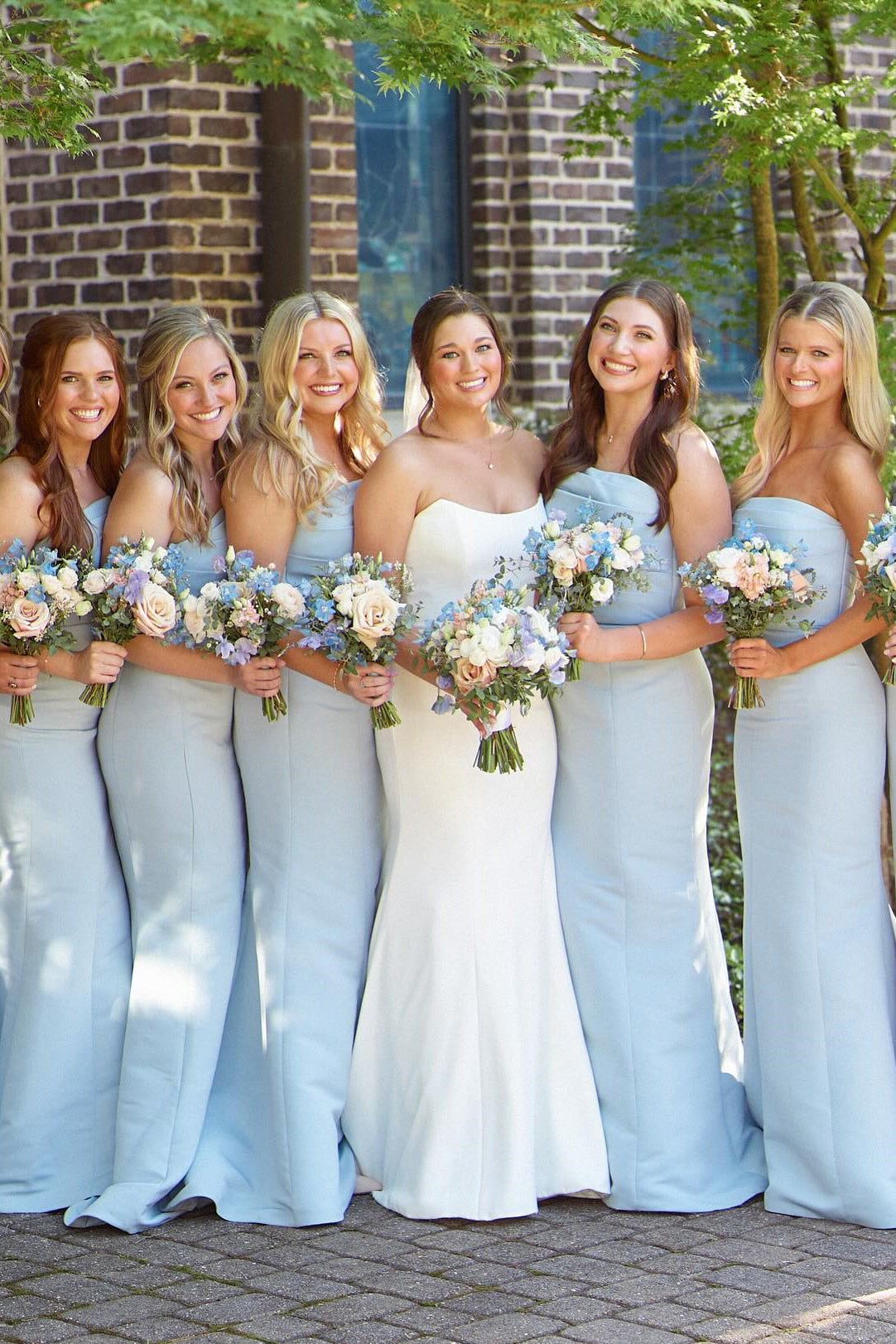 Strapless Ice Blue Pleated Mermaid Bridesmaid Dress
