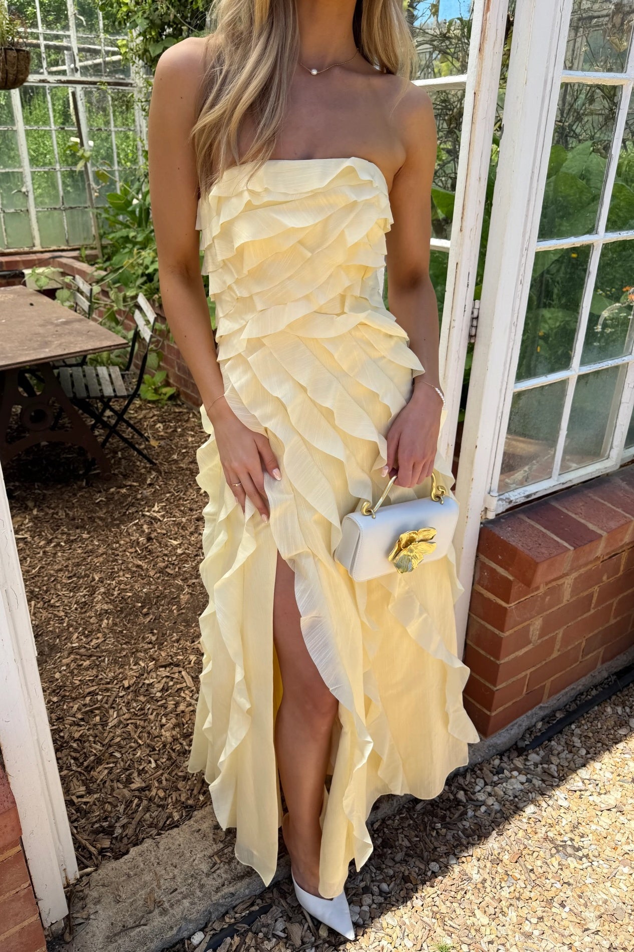 light yellow floor length dress Dance Floor Bound Maxi Dress - Light Yellow main image 0