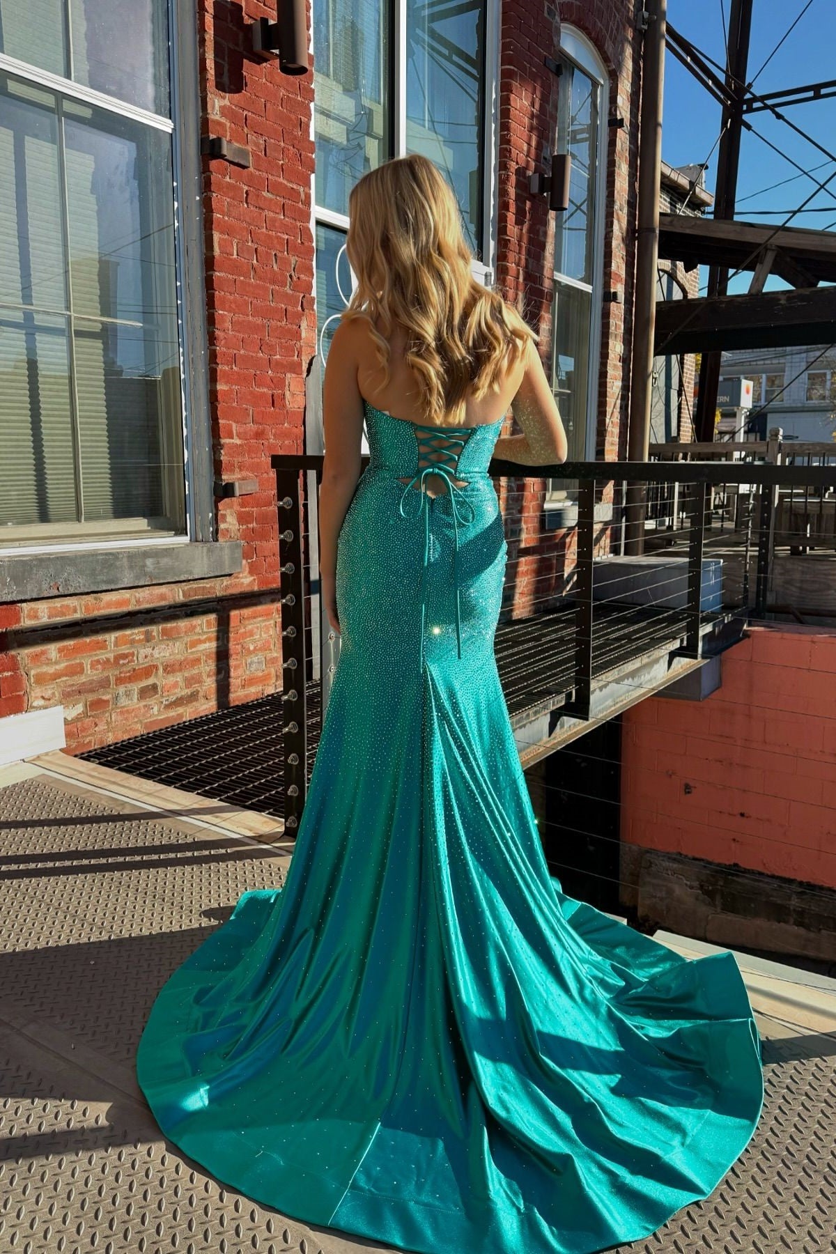 Strapless Teal Beaded Cut-out Long Dress with Slit PollyBoutique Strapless Teal Beaded Cut-out Long Dress with Slit PollyBoutique