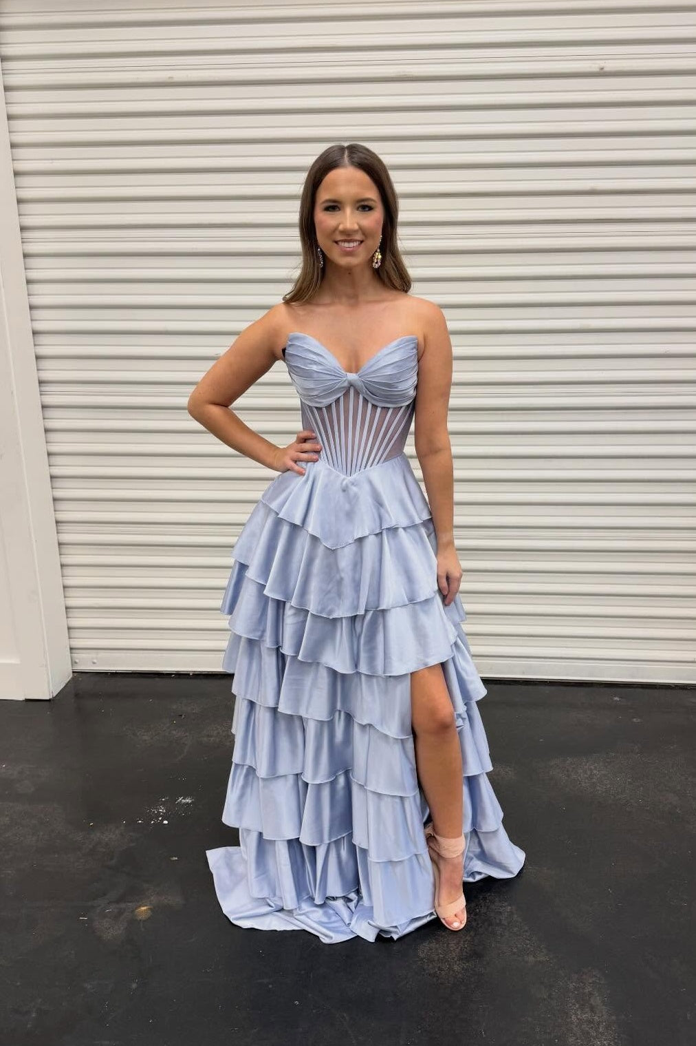 pleated tiered maxi dress Strapless Yellow Pleated Tiered Long Dress with Slit – PollyBoutique