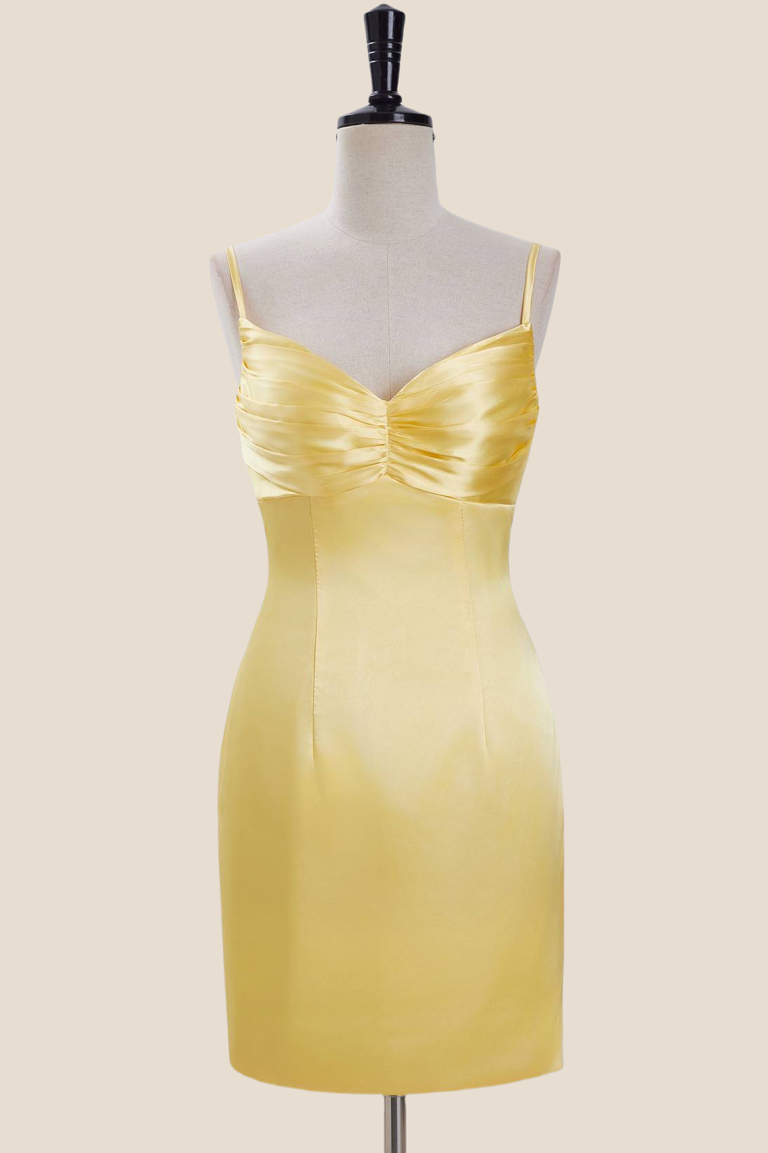 slim fit dress slacks Straps Yellow Ruched Satin Bodycon Short Dress – PollyBoutique