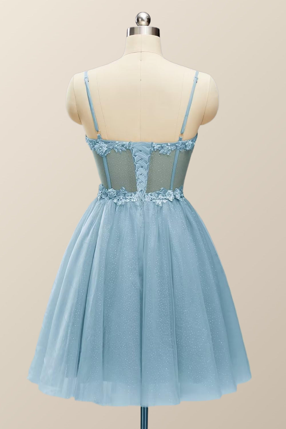 Sweetheart Blue Corset Tulle A-line Short Dress PollyBoutique Sweetheart Blue Corset Tulle A-line Short Dress PollyBoutique