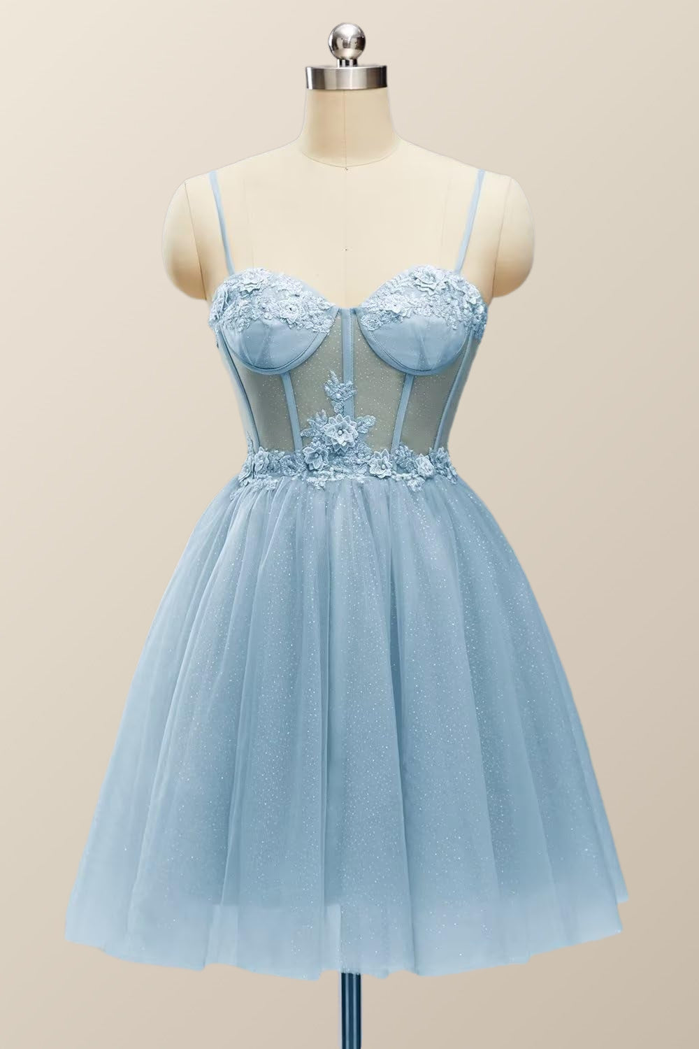 Sweetheart Blue Corset Tulle A-line Short Dress PollyBoutique Sweetheart Blue Corset Tulle A-line Short Dress PollyBoutique