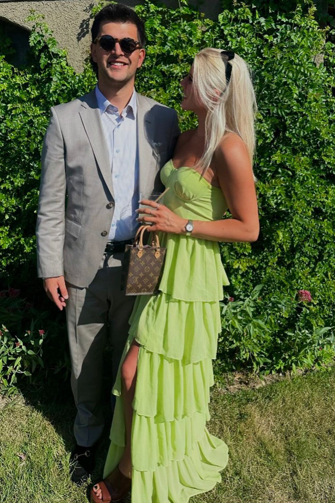 Sweetheart Green Tiered Bridesmaid Dress with Slit PollyBoutique Sweetheart Green Tiered Bridesmaid Dress with Slit PollyBoutique
