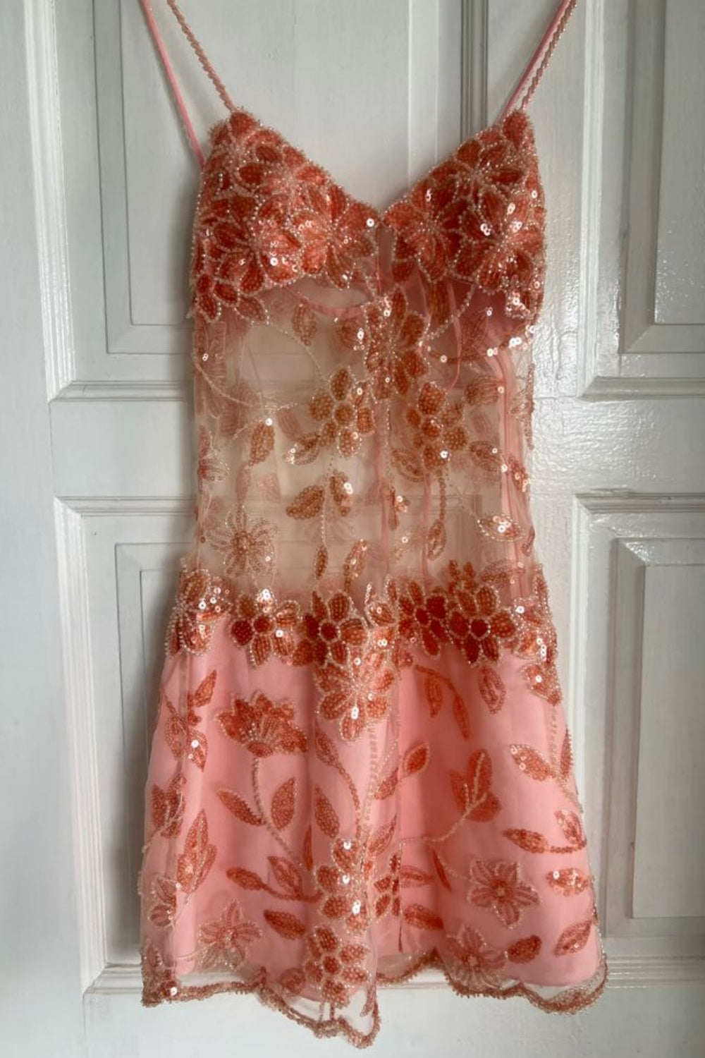 see through beaded dress Glamorous Crystal Beaded Prom Dress with Flowing Cape SS297 Same as Picture / 12
