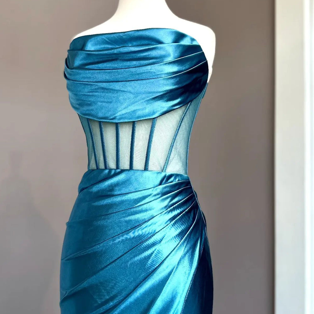 
                      
                        Strapless Blue Cowl Neck Mermaid Formal Dress
                      
                    