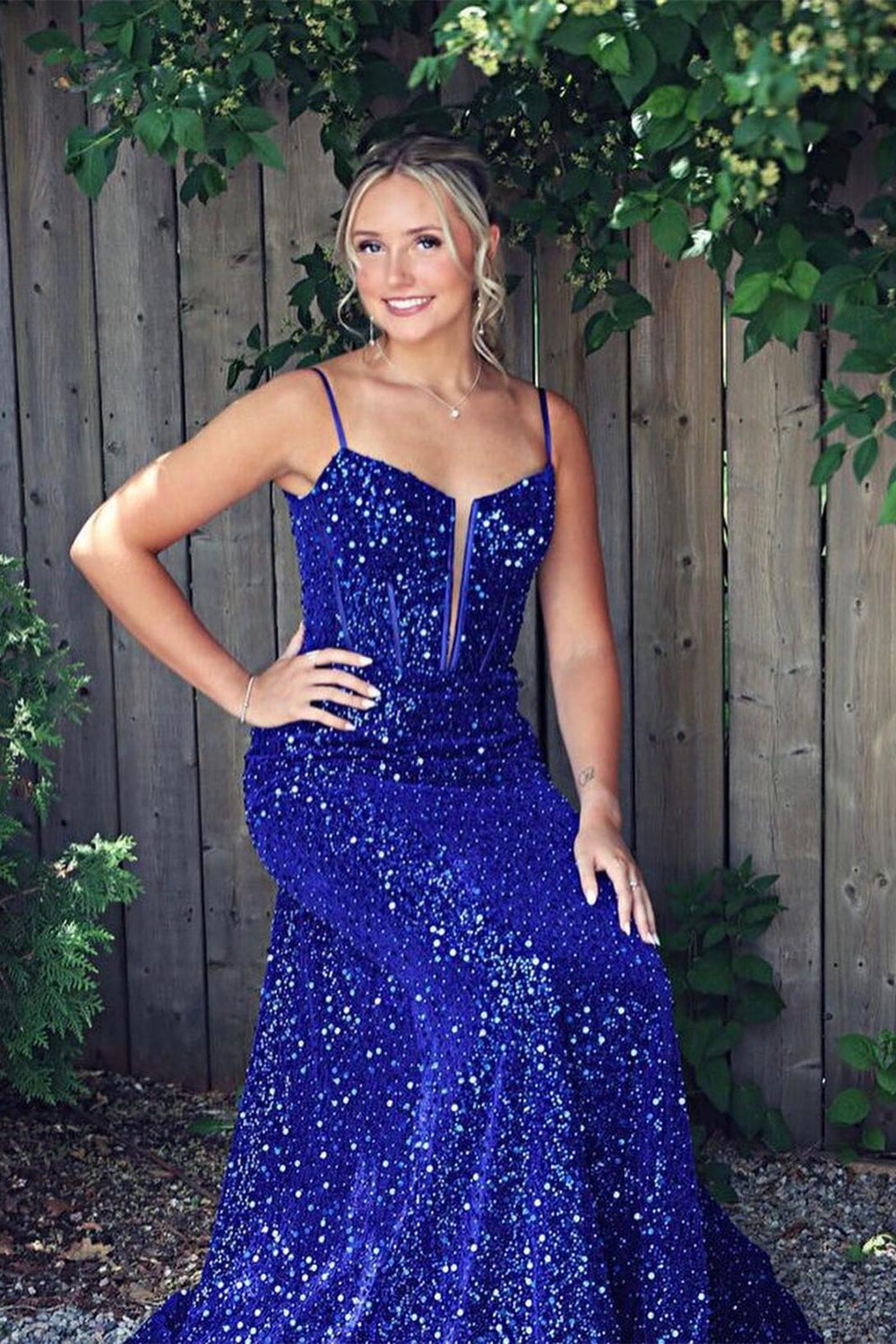 Royal Blue Sequin Mermaid Long Prom Dress