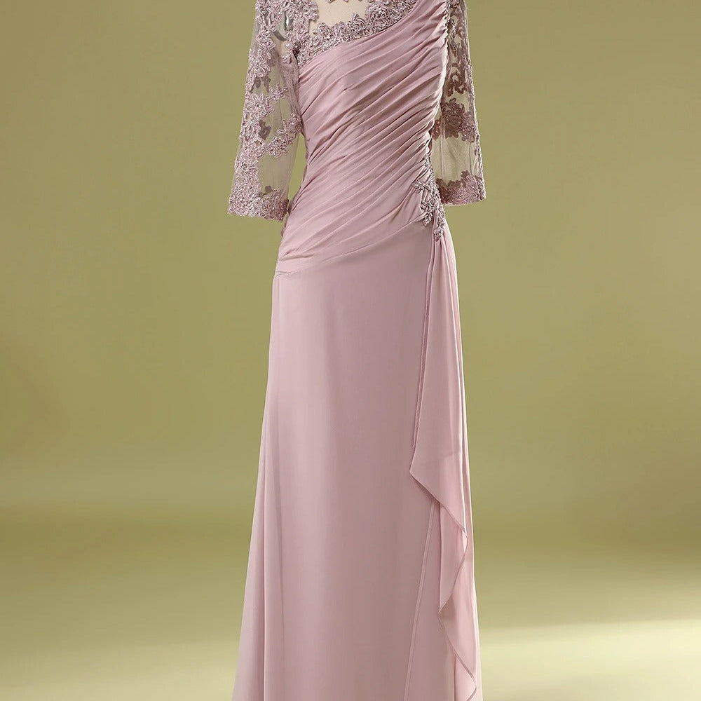 
                      
                        Half Sleeeves Long Blush Mother of the Bridal-Groom Dress
                      
                    