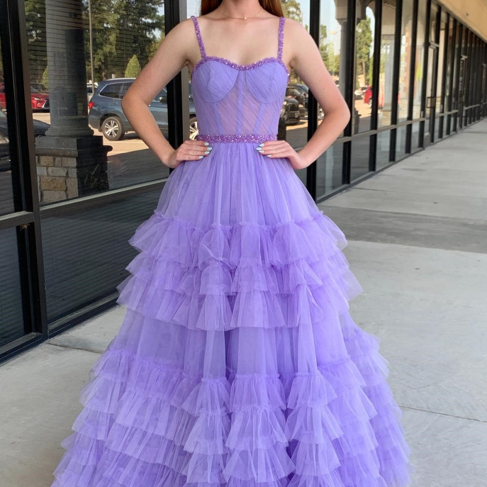 
                      
                        Straps Wine Red Tiered Ruffle Formal Dress
                      
                    