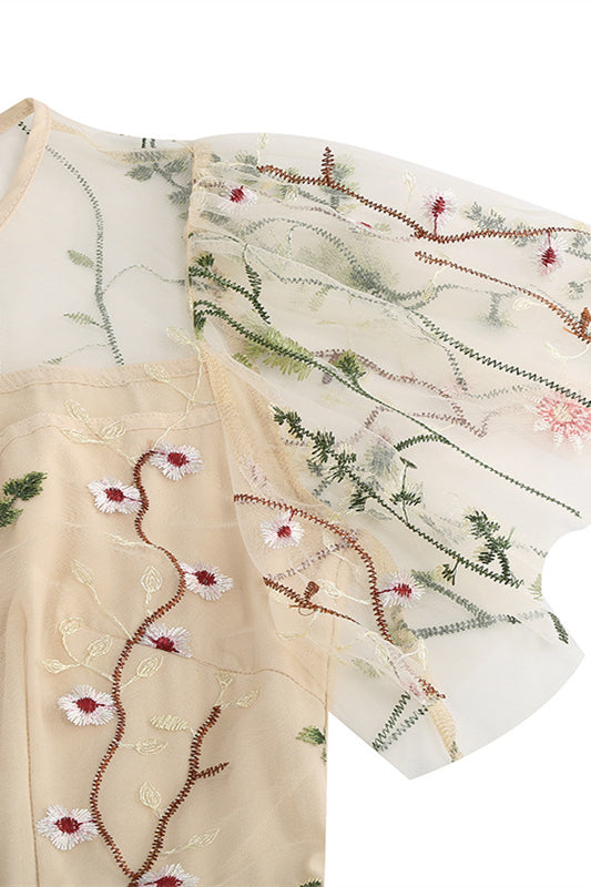 
                      
                        Apricot 1950s Floral Embroidery Vintage Dress
                      
                    