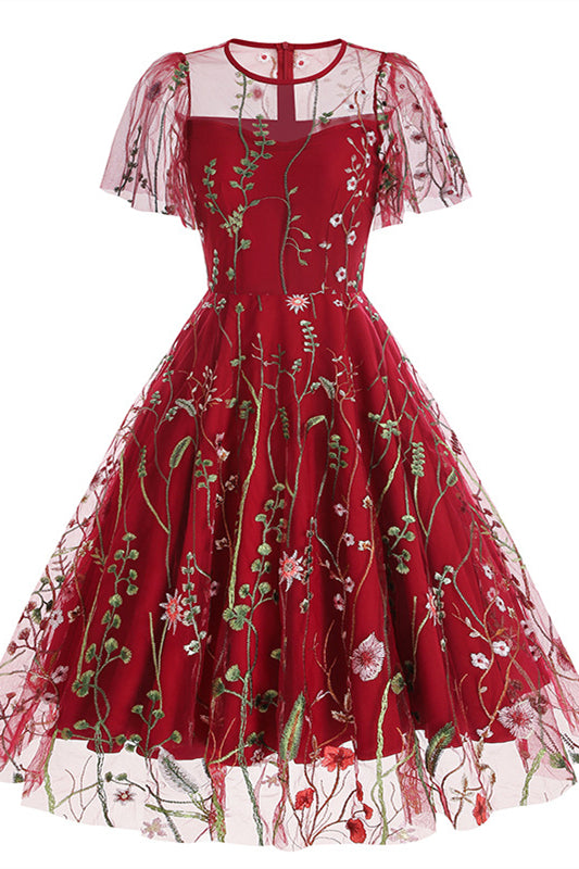 
                      
                        Apricot 1950s Floral Embroidery Vintage Dress
                      
                    