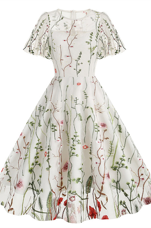 
                      
                        Apricot 1950s Floral Embroidery Vintage Dress
                      
                    