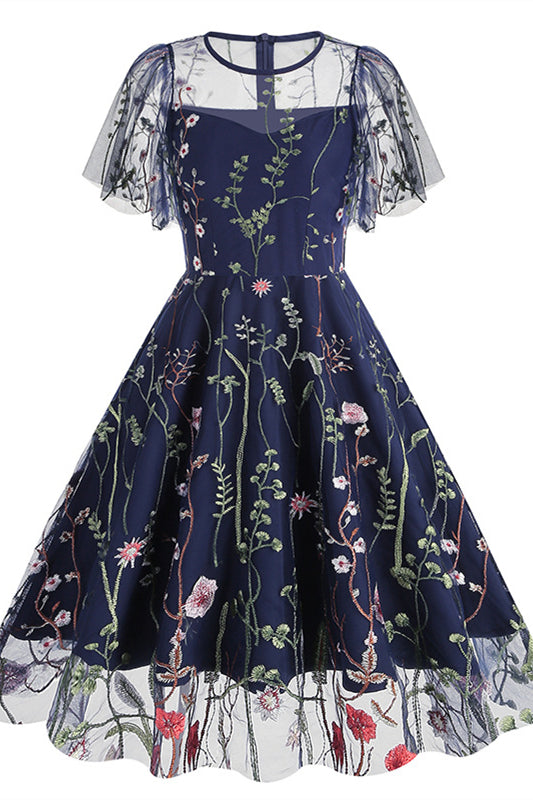 
                      
                        Apricot 1950s Floral Embroidery Vintage Dress
                      
                    