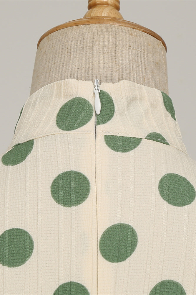 
                      
                        Apricot 1950s Green Polka Dots Tie Neck Swing Dress With Pockets
                      
                    