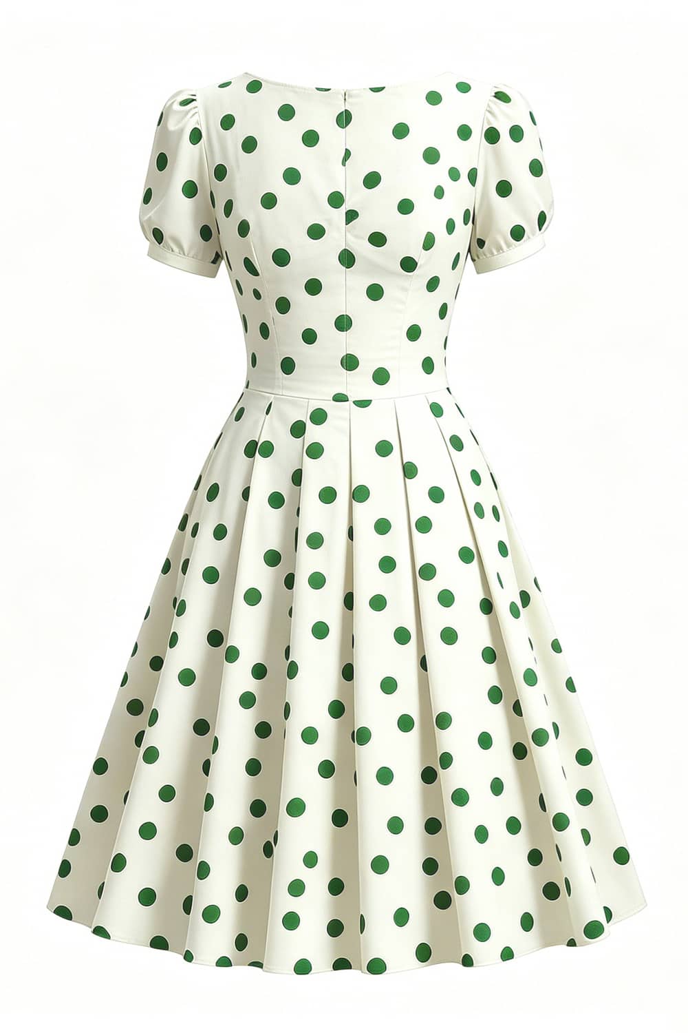 Cream 1950s Polka Dots Twist Bust Vintage Dress