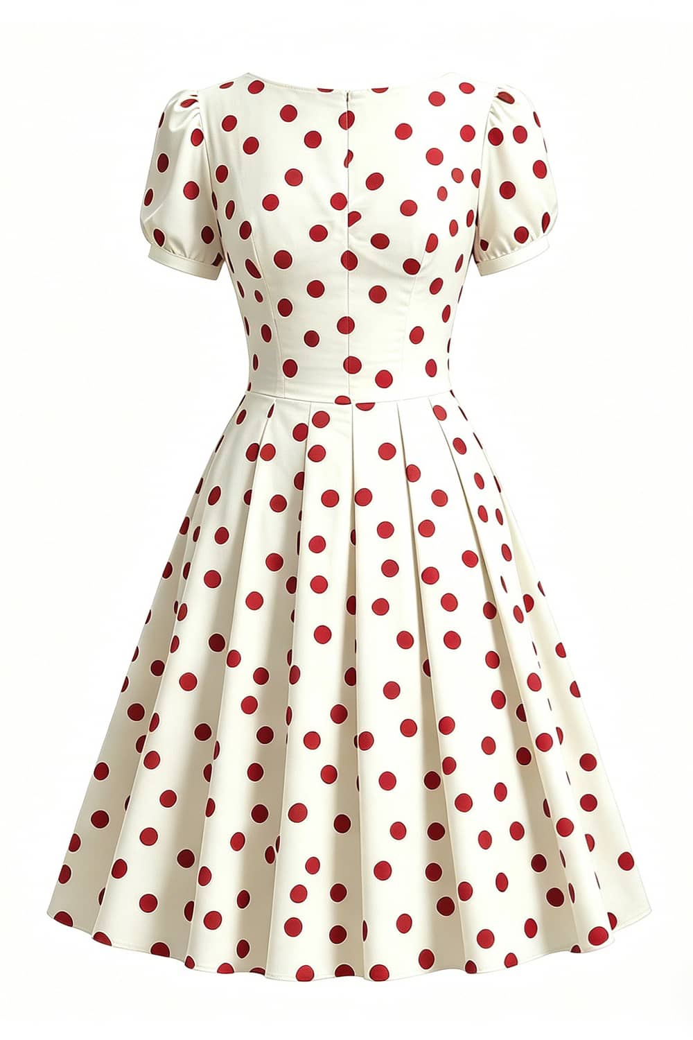 Cream 1950s Polka Dots Twist Bust Vintage Dress