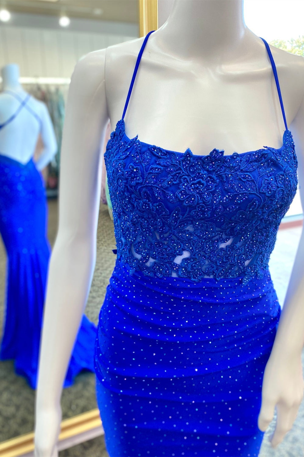 Beaded Royal Blue Mermaid Long Formal Dress