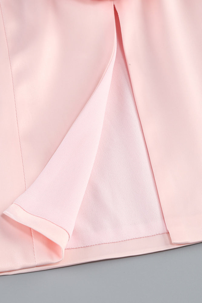 
                      
                        Beaded Straps Light Pink A-line Short Dress with Rosette
                      
                    