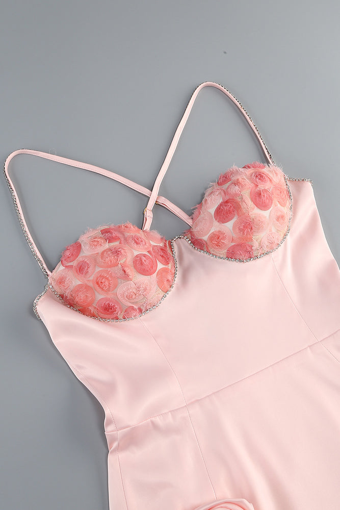 
                      
                        Beaded Straps Light Pink A-line Short Dress with Rosette
                      
                    